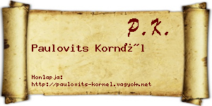 Paulovits Kornél névjegykártya