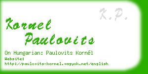 kornel paulovits business card