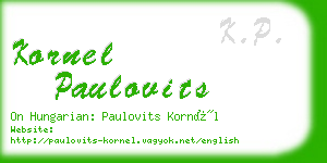 kornel paulovits business card